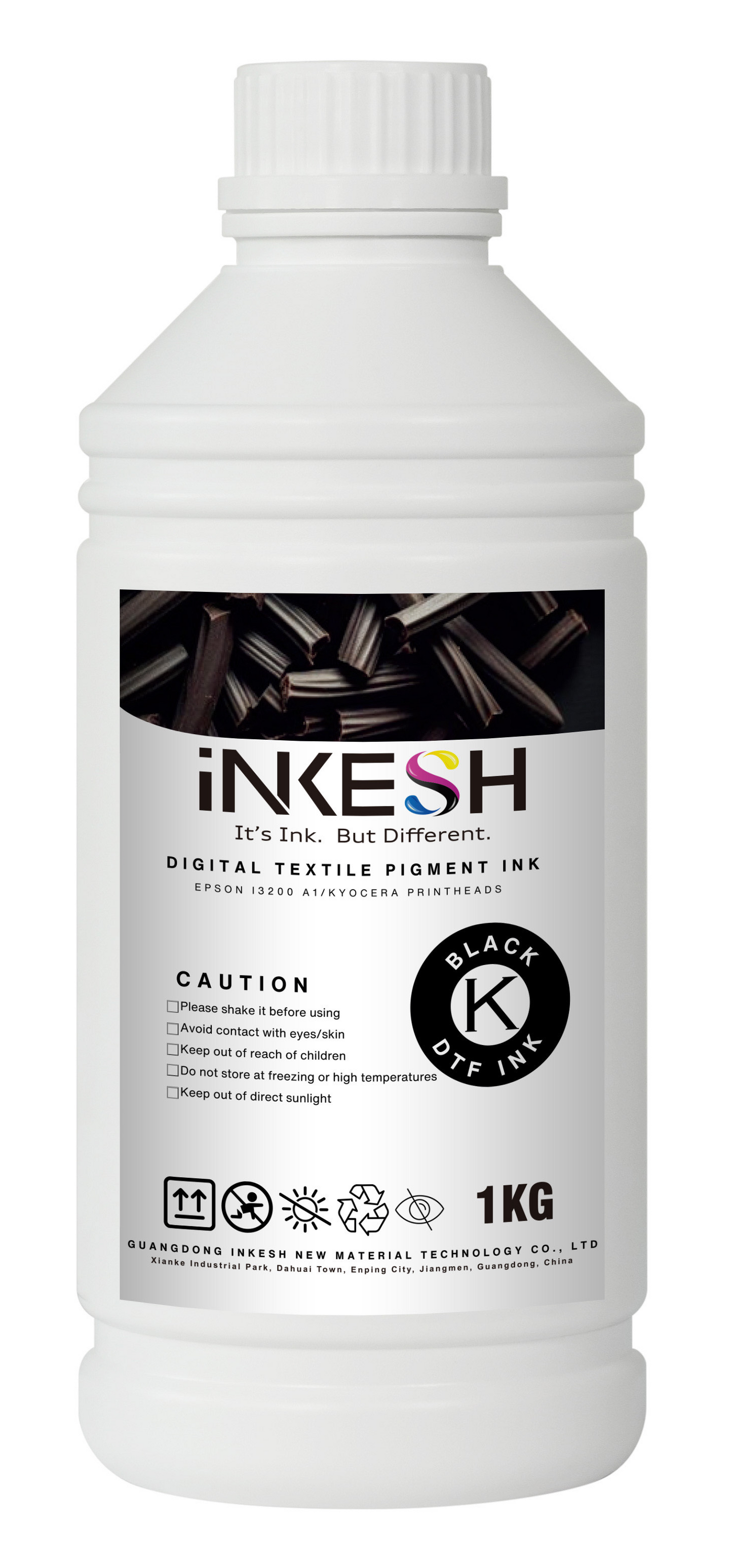 Black_Inkesh OEKO-TEX Certified - Ethylene Glycol Free - Premium Inks - 1 Liter (Individual)